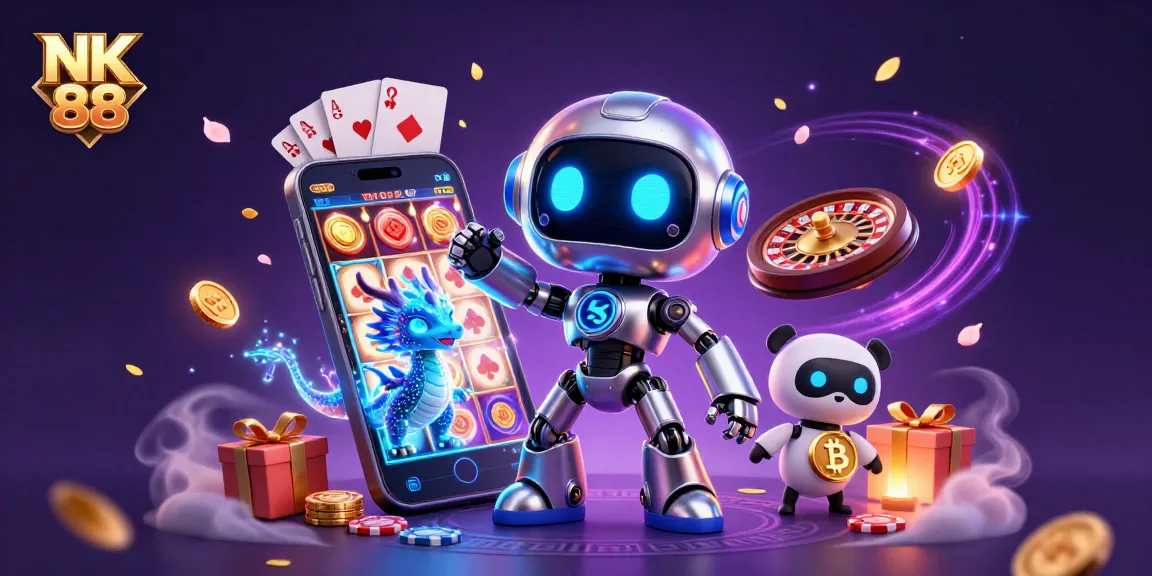 Experience thrilling gaming moments at NK 88 with vibrant neon visuals and dynamic casino elements