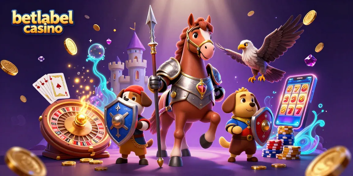 Experience the thrill of betlabel casino with knights, coins, and games in an epic scene.