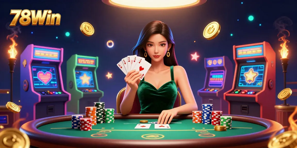 Experience the excitement of 78Win with a stunning poker scene showcasing skill and strategy in action.