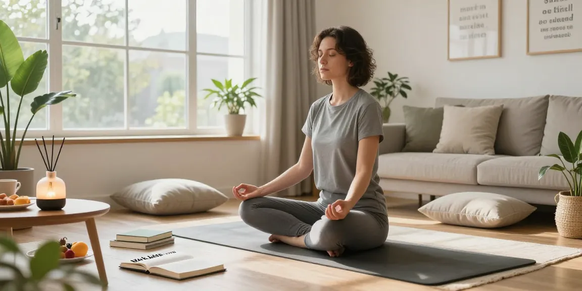 Individual meditating in a serene wellness space, promoting rokok 88 lifestyle choices.