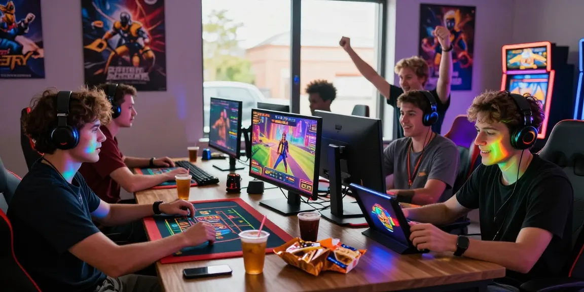 Engaged players enjoying online gaming at rokok88, showcasing excitement in a vibrant gaming atmosphere.