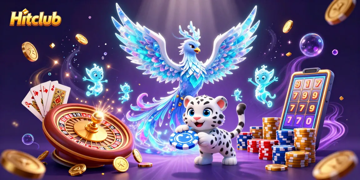 Hitclub players enjoying an exciting game night with an ice phoenix spinning a roulette wheel surrounded by coins.