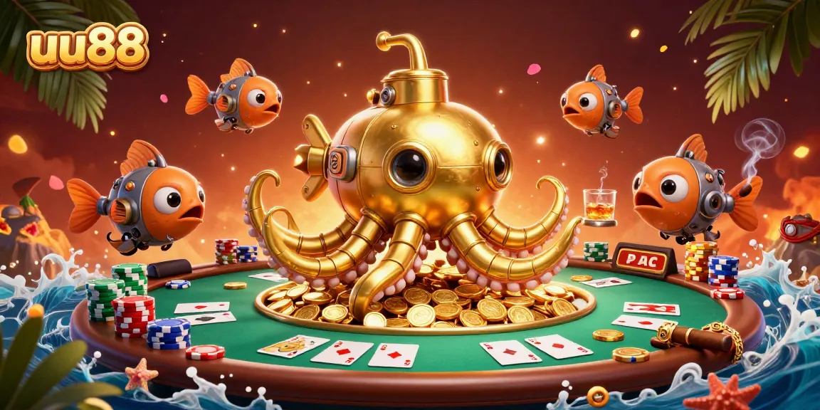 Play poker with the exciting uu88 kraken submarine and golden coins, capturing the thrill of gaming.